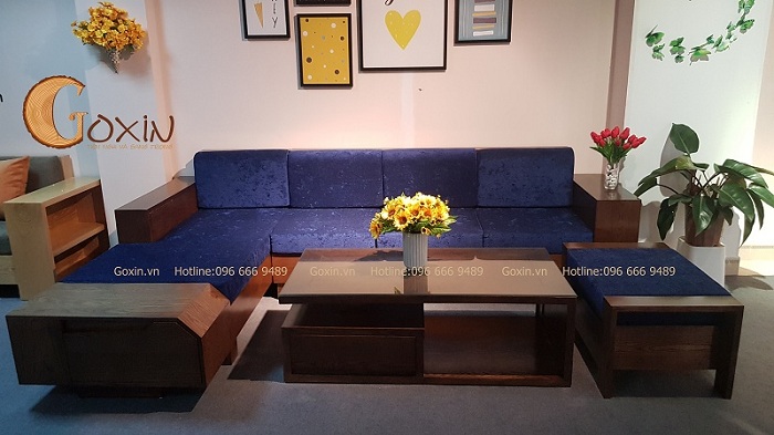 Sofa gỗ sồi nga đệm nỉ