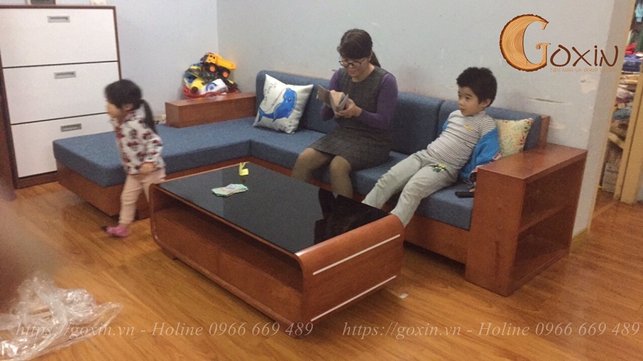 sofa gỗ sồi nga mặt đệm đẹp