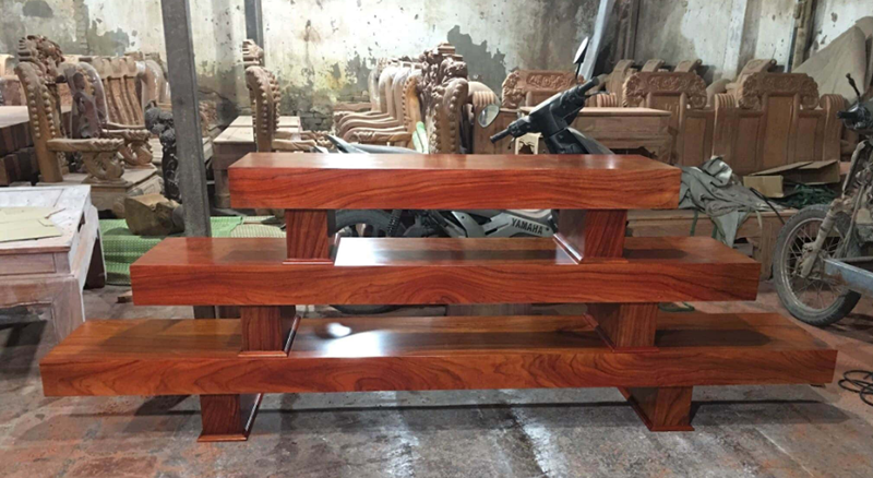 Mẫu kệ gỗ hương 3 tấm liền khối